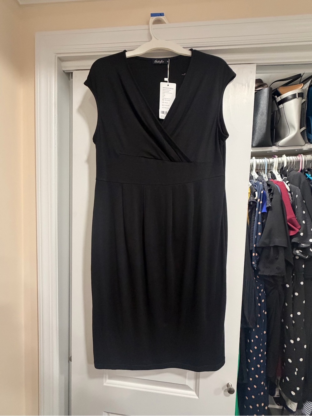 Black Cap-Sleeve Wrap Front Dress - Adrianna Papell